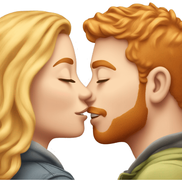 Blond kissing her ginger boyfriend on cheek emoji