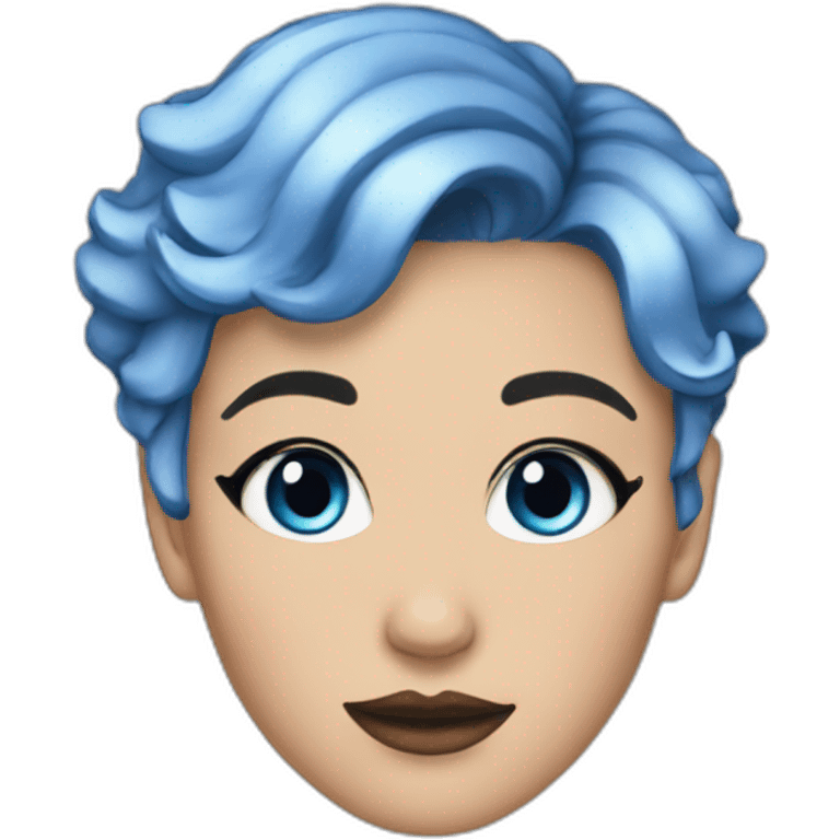 queer white women with short blue hair and glitter makeup emoji