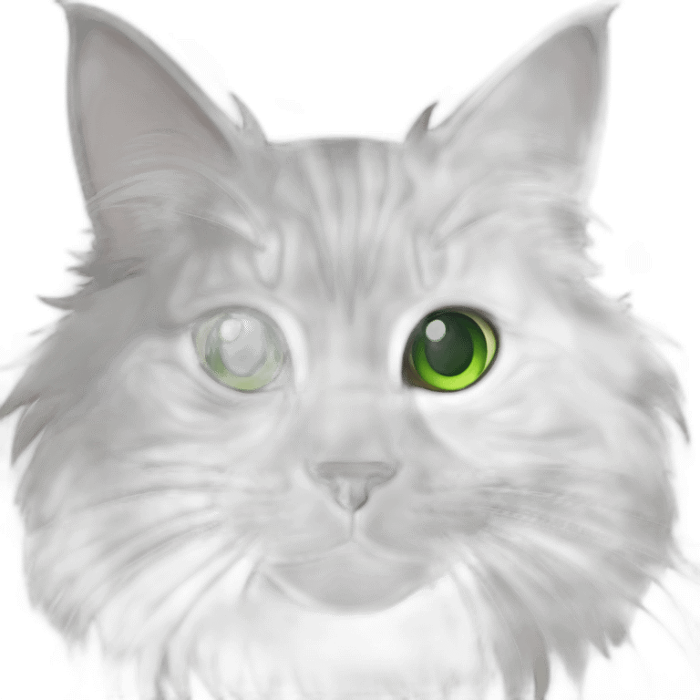 Grey Maine coon cat with Green eyes emoji