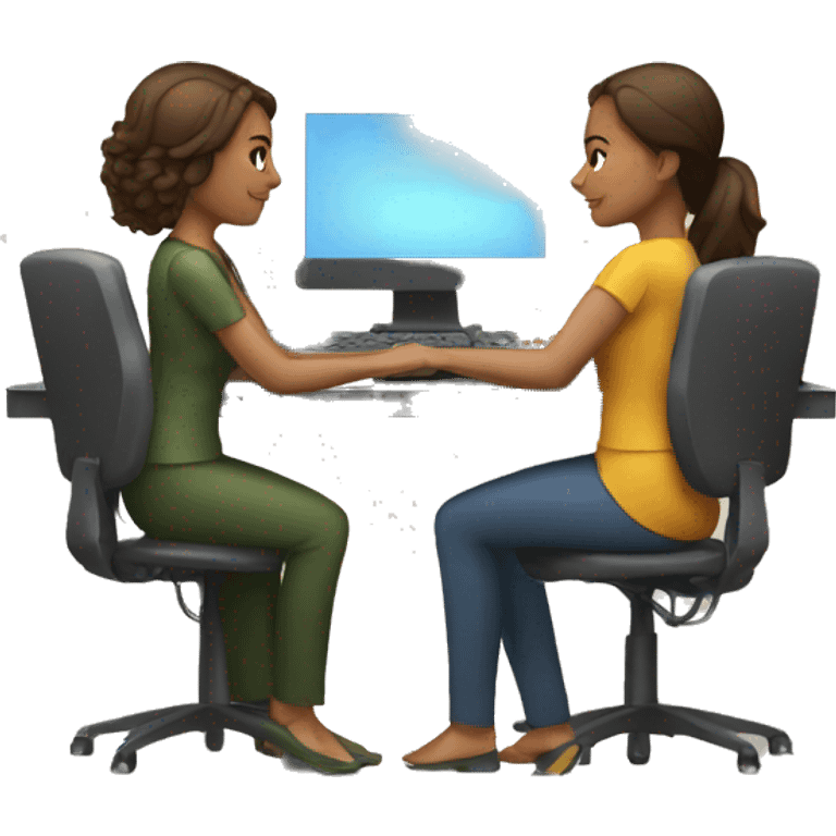 two women sitting at a computer emoji