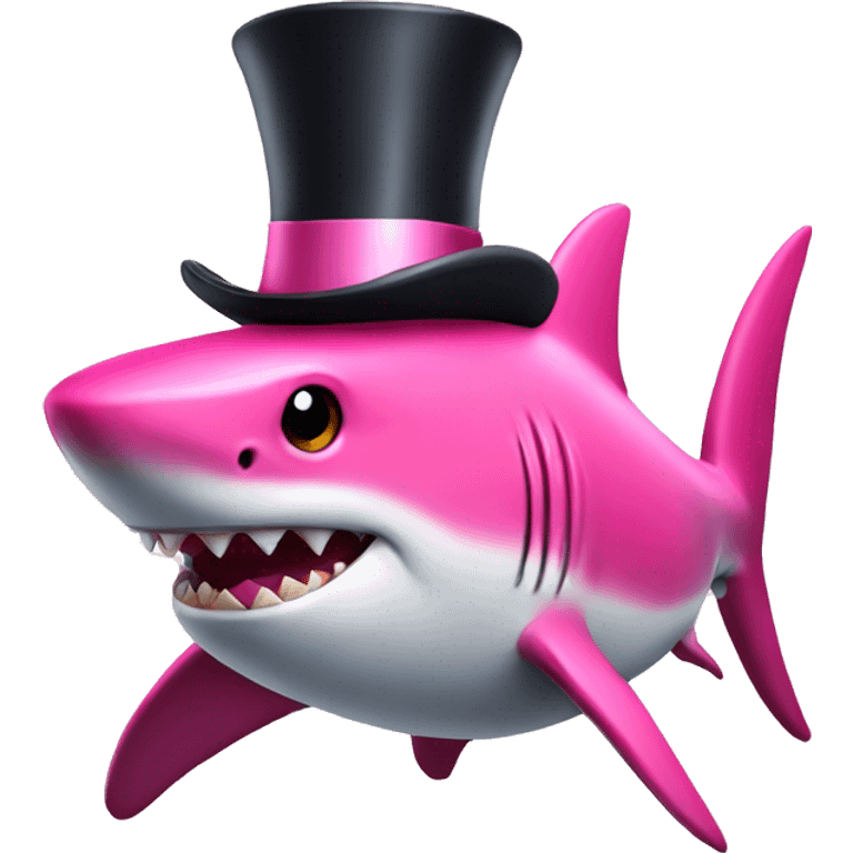 Pink shark with a top hat emoji