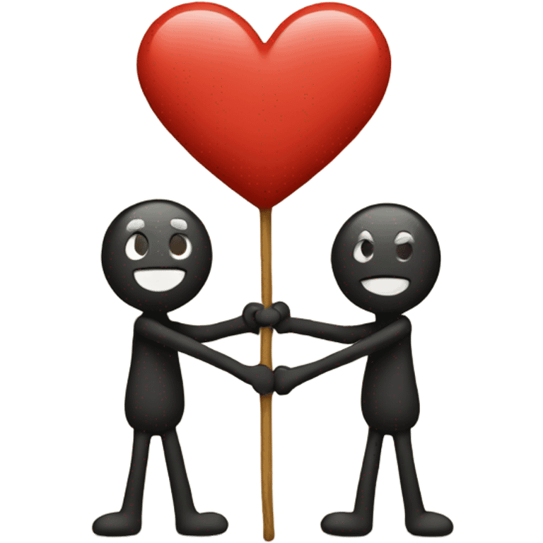 Two stick mans together holding an heart  emoji