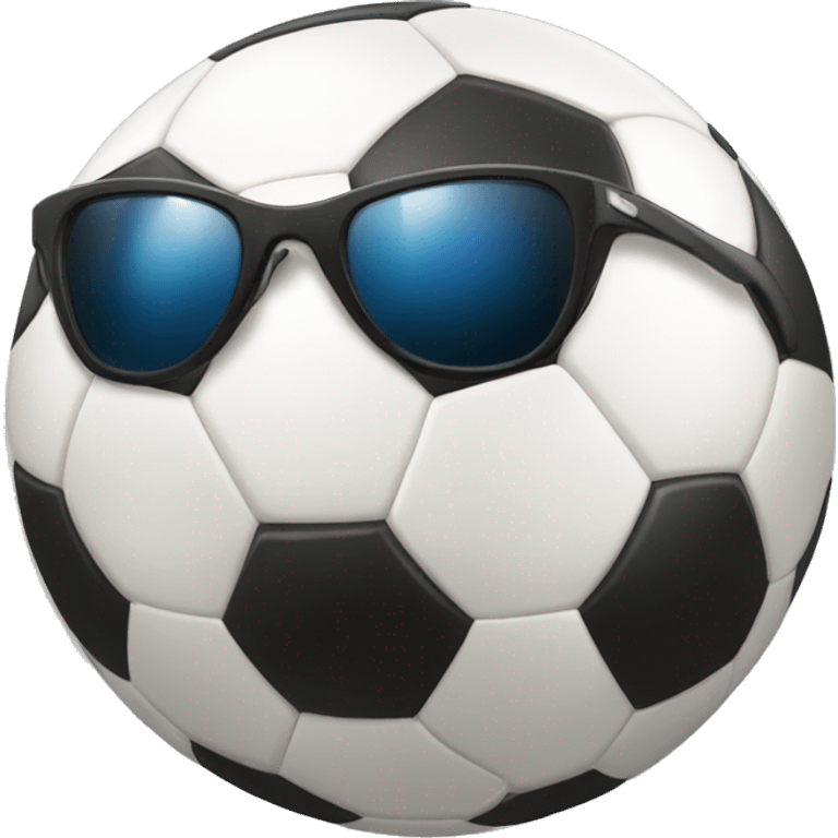 A soccer ball smiling wearing sunglasses emoji