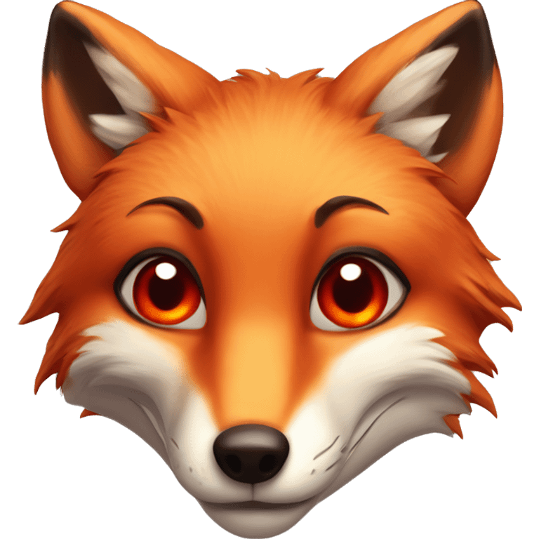 deep lush red fox face with tiny red heart instead of eyes emoji