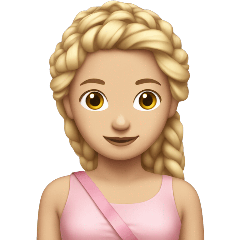  A white girl with braided blonde hair with her soft pink dress and ribbon around her hair emoji