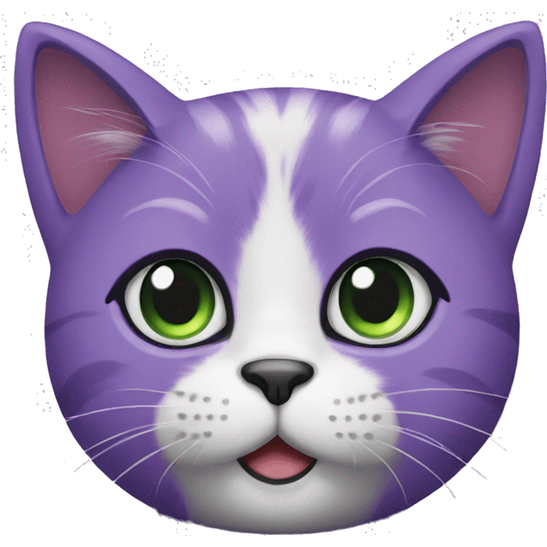 Purple cat with black and Green eyes  emoji