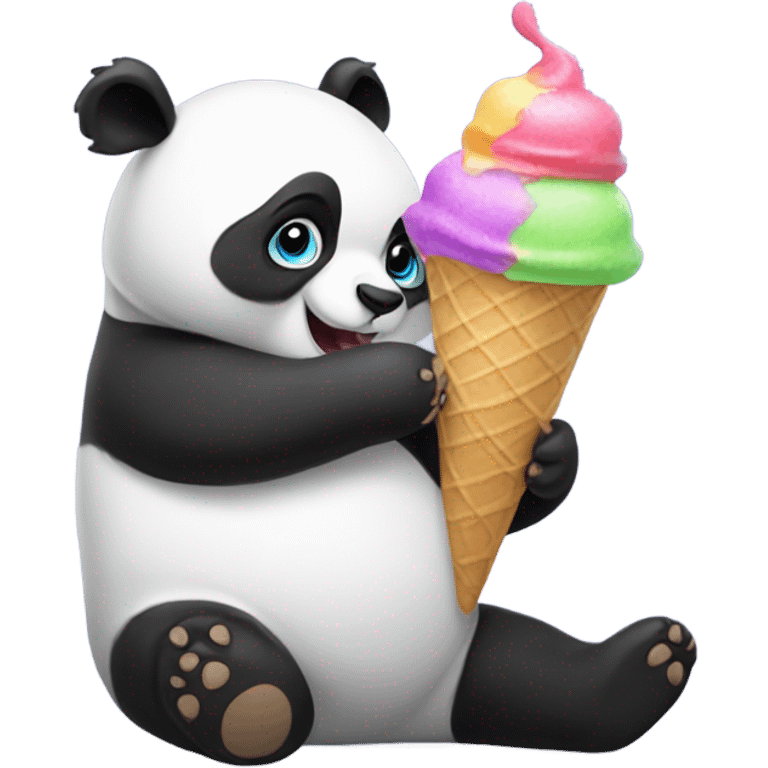 Panda eating ice cream emoji