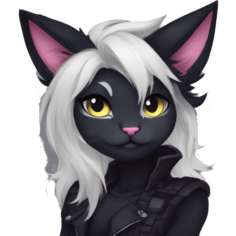 Edgy sharp anthro tomboy black cat furry by Falvie, LiLaiRa, griffsnuff, AngieWolf emoji