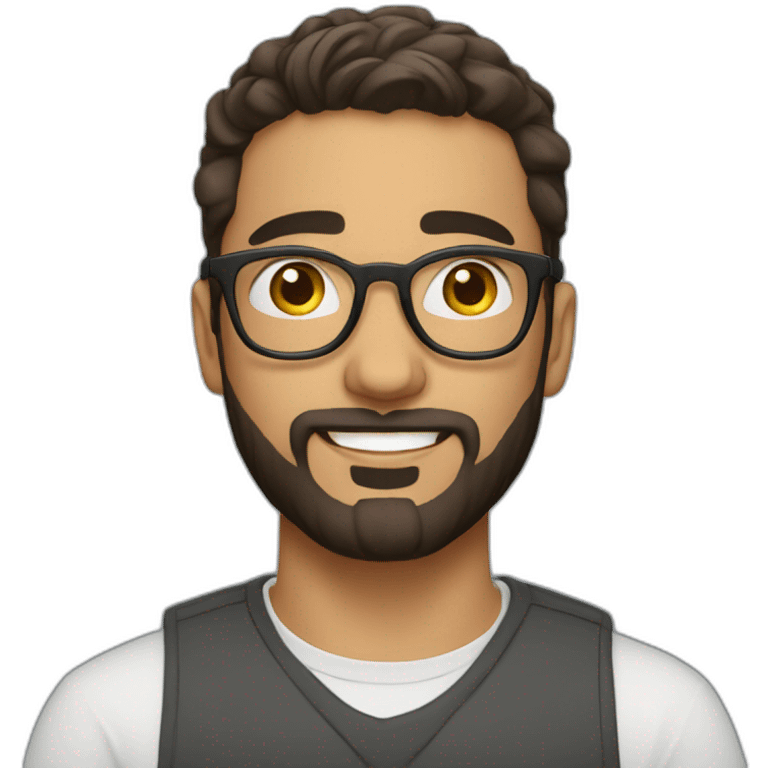 tunisian young finance guy round glasses with beard and fade haircut emoji