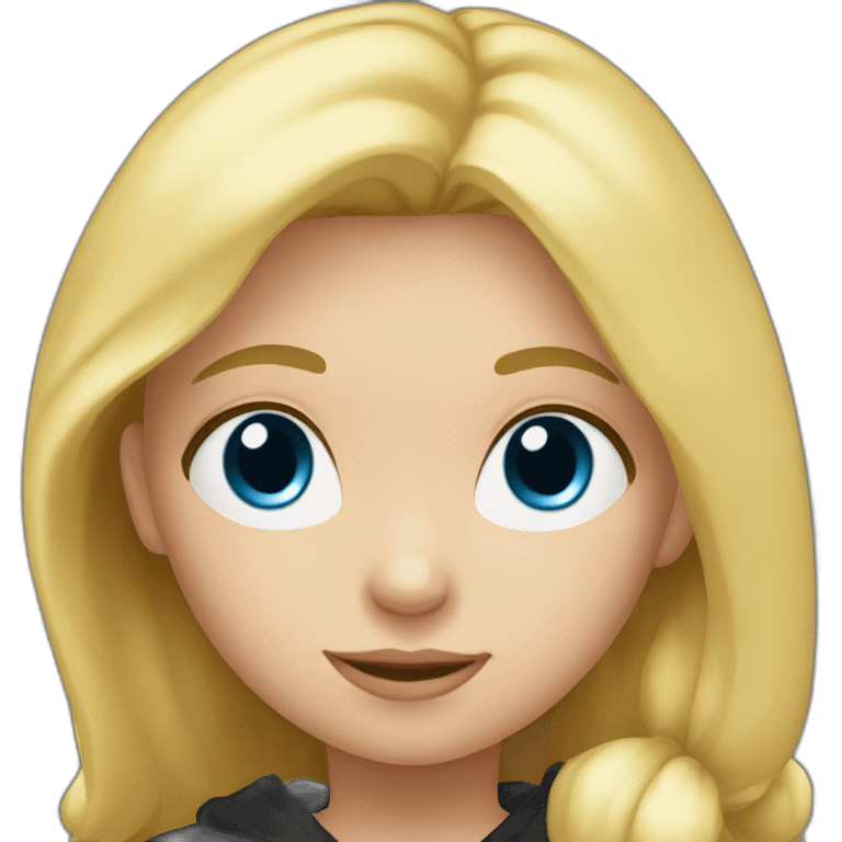 Blond 4years old girl with blue eyes and with black hoodie emoji