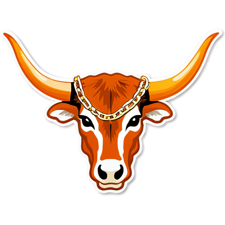 Orange Texas longhorn with gold chains  emoji