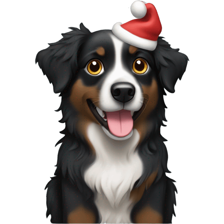 Small black australian shepherd dog Christmas tree emoji