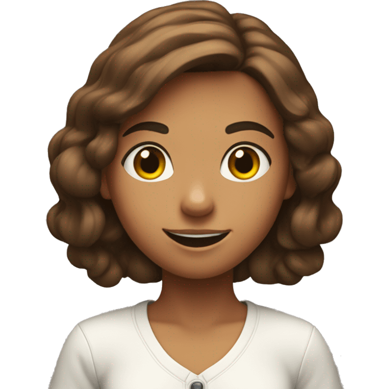 a brown hair girl playing with an nintendo switch emoji