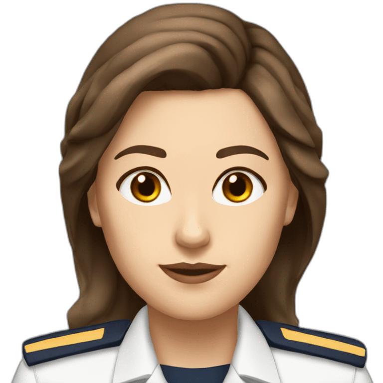 White female airline pilot with brown hair and brown eyes emoji