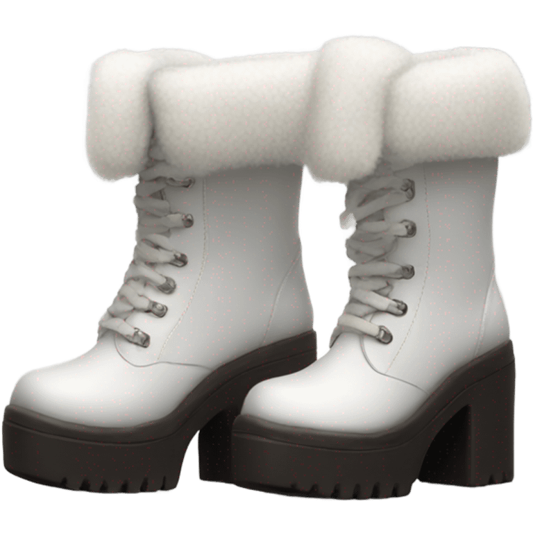 Platform Demonia High boots white fur emoji