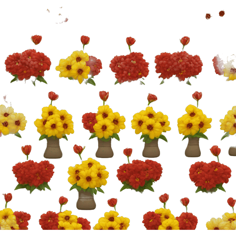 A vase of yellow and red flowers emoji