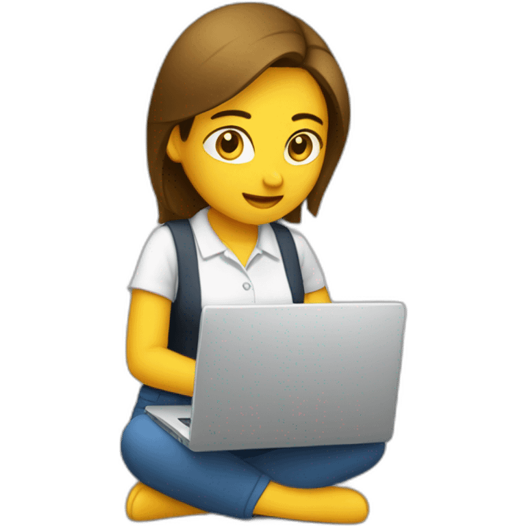 mujer morocha trabajando en compu emoji