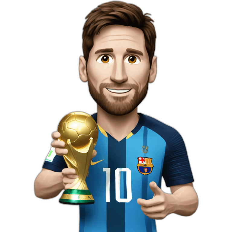 Leo Messi holding world cup emoji