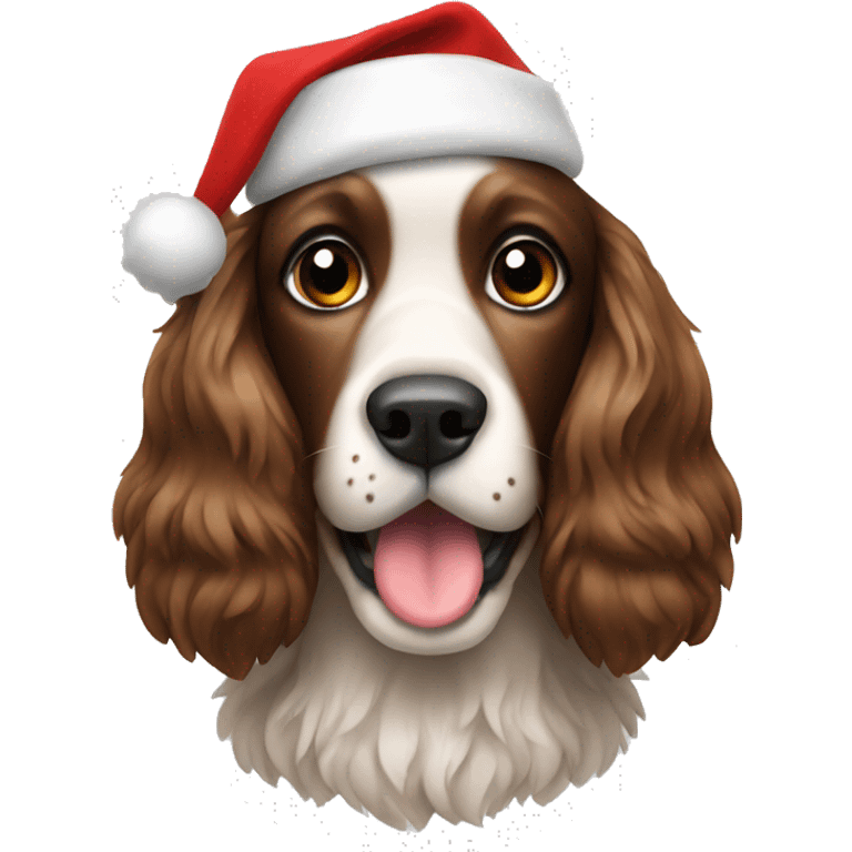 Spaniel with Christmas hat emoji