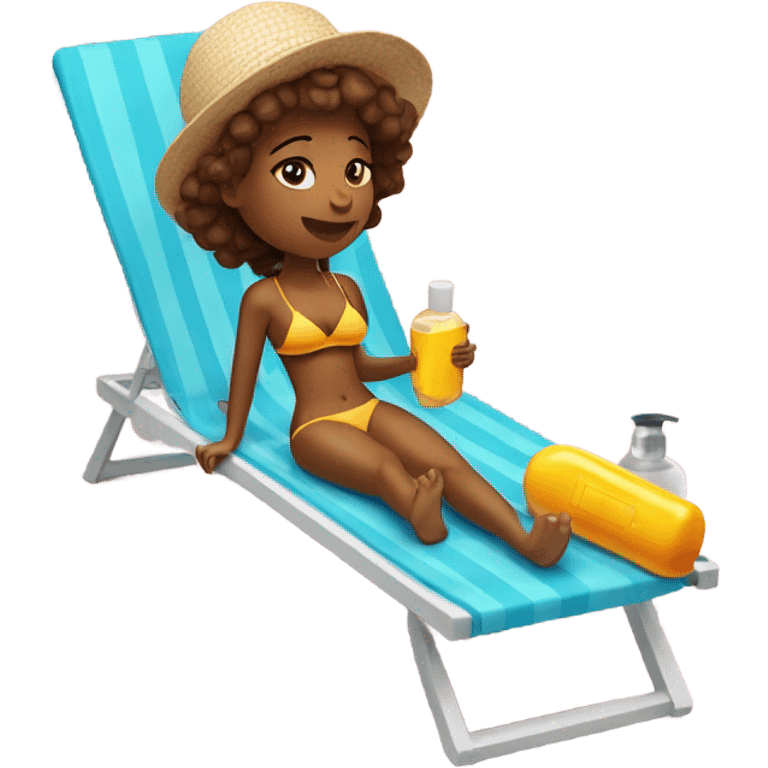 girl with solar protection sunbathing emoji