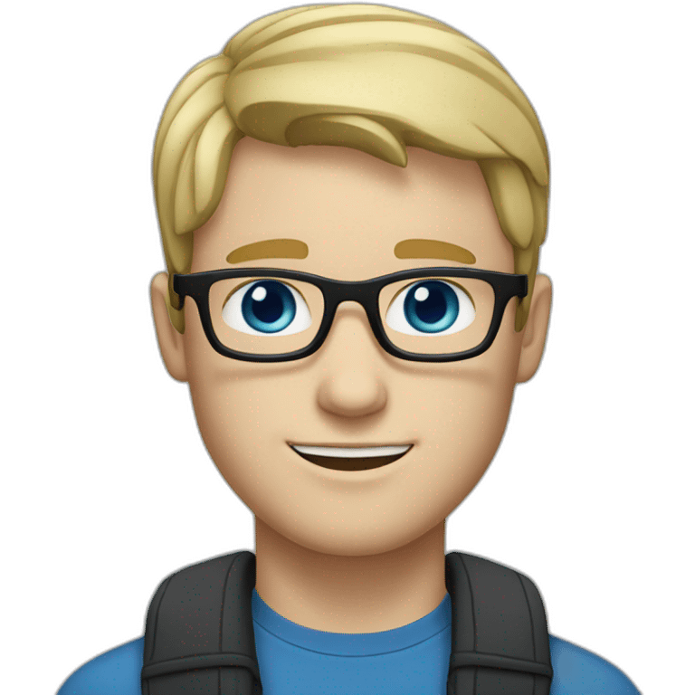 A blonde guy with black glasses, very white skin tone with blue eyes and freckles emoji