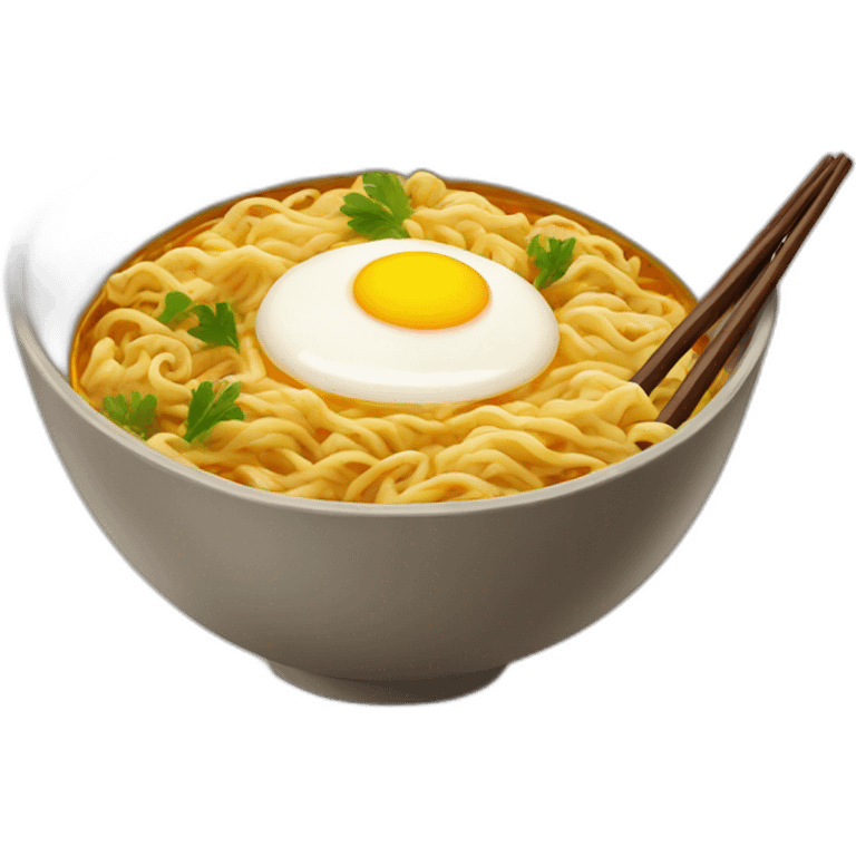 a bowl off curry noodle with egg emoji