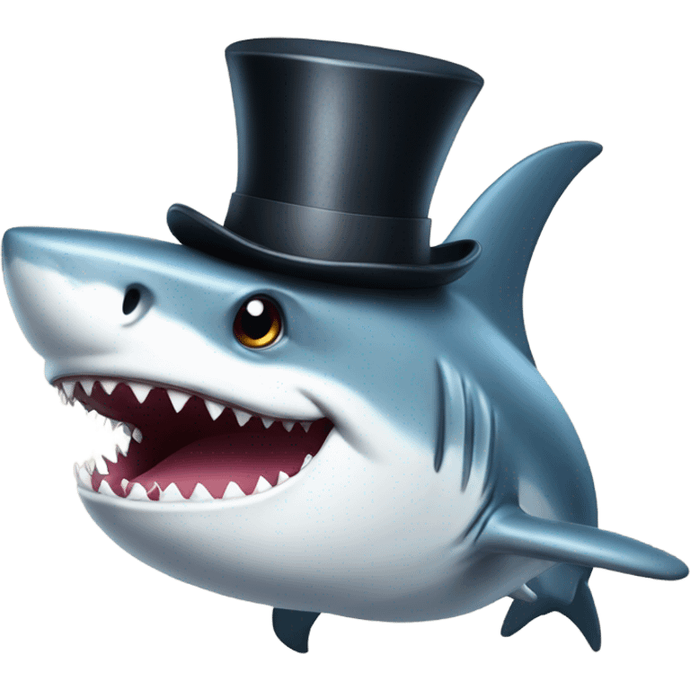 Shark with a top hat emoji