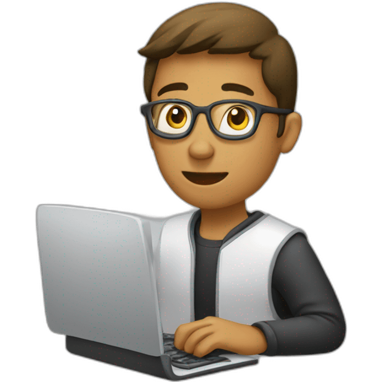 student typing on computer emoji