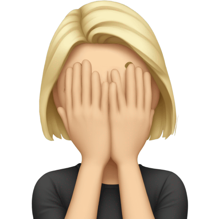 white woman hiding his face using hands, overwhelmed, sad expression emoji