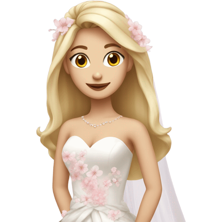 Beautiful finish blonde girl with sakura wedding dress emoji