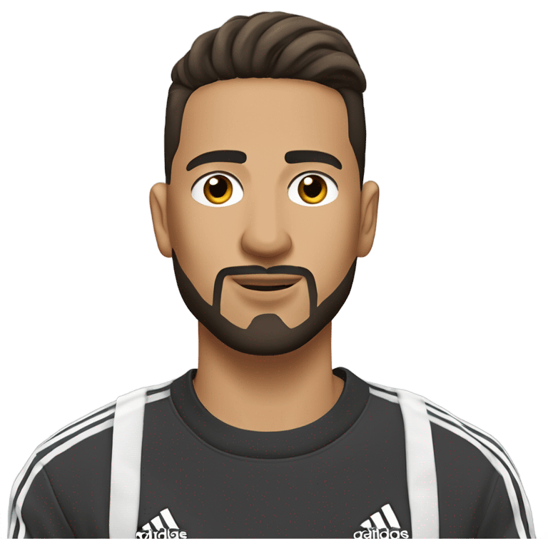 Latin man with low ponytail and a goatee in an Adidas tracksuit ￼￼ emoji