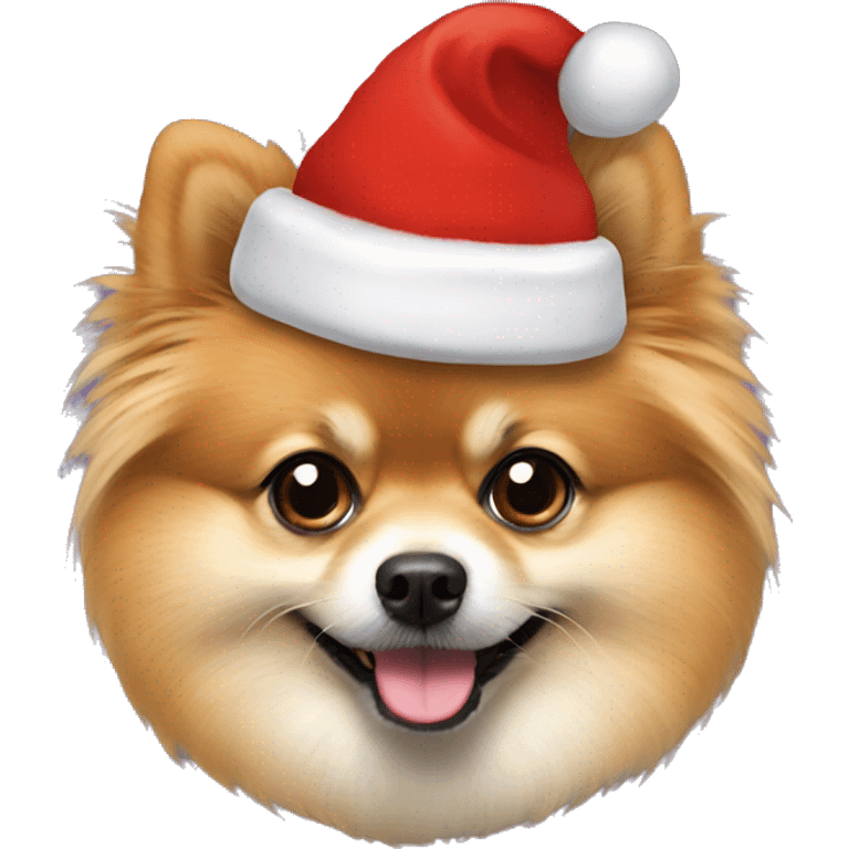 Pomeranian with Christmas hat emoji