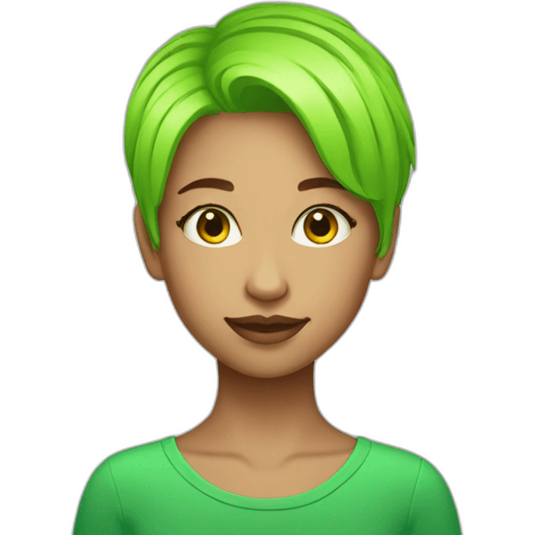 Fluorescent Green short hair girl emoji