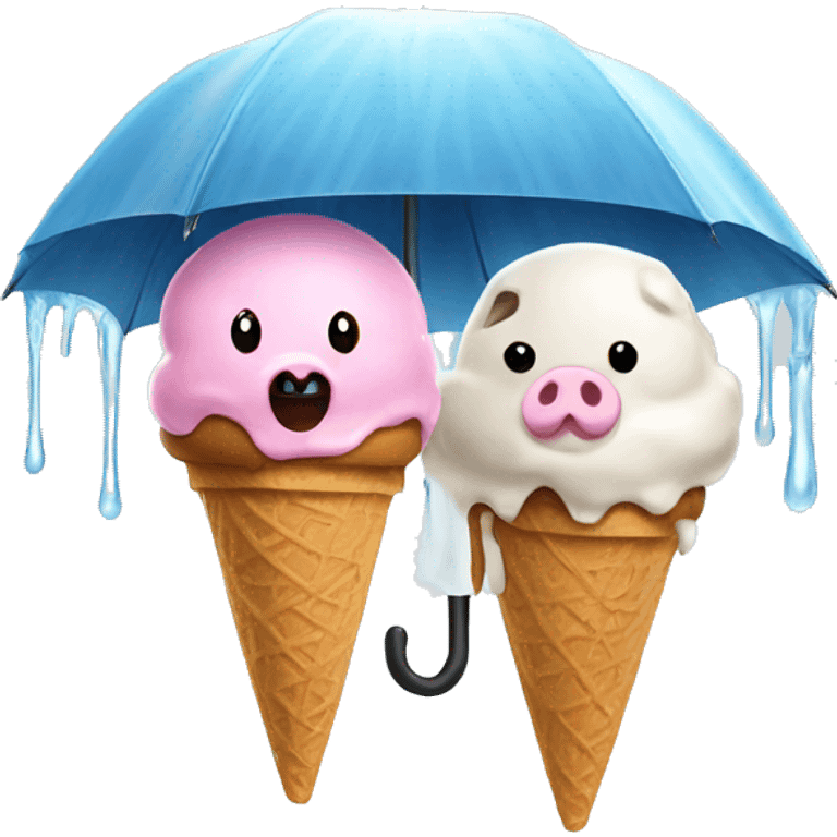 Raining ice cream and piggy emoji