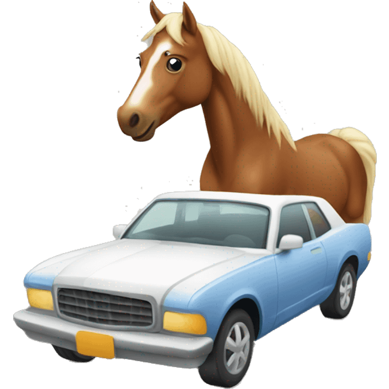 Horse in car emoji