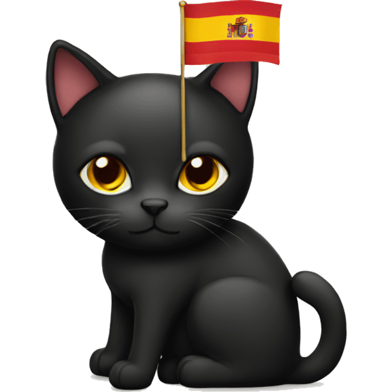 Black cat with Spanish flag  emoji