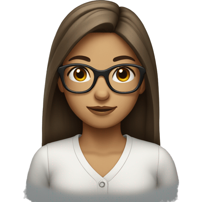 girl with long brown hair glasses emoji