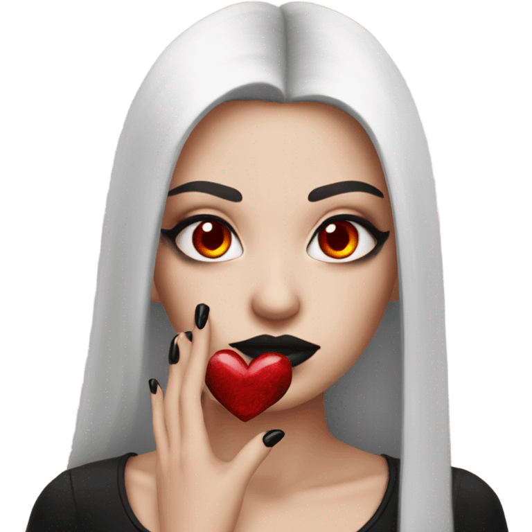 red Gothic heart with black nails emoji