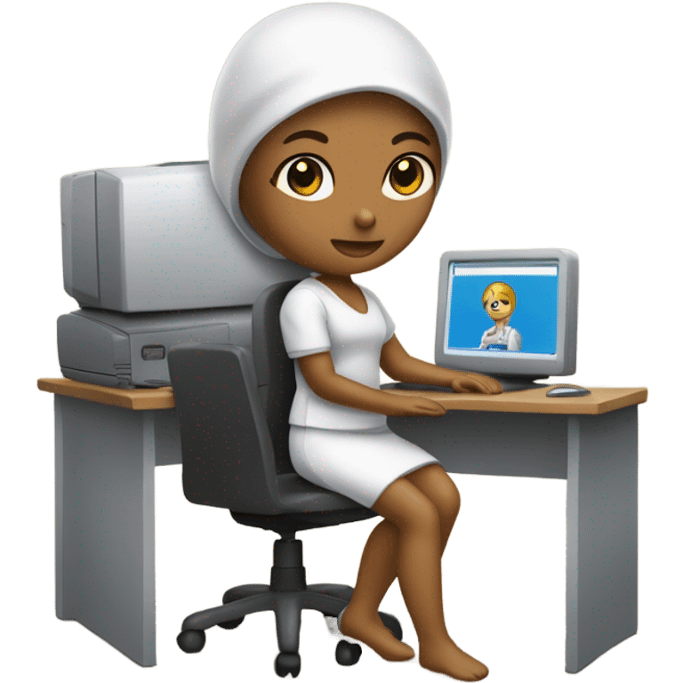 Muñeca con computadora  emoji