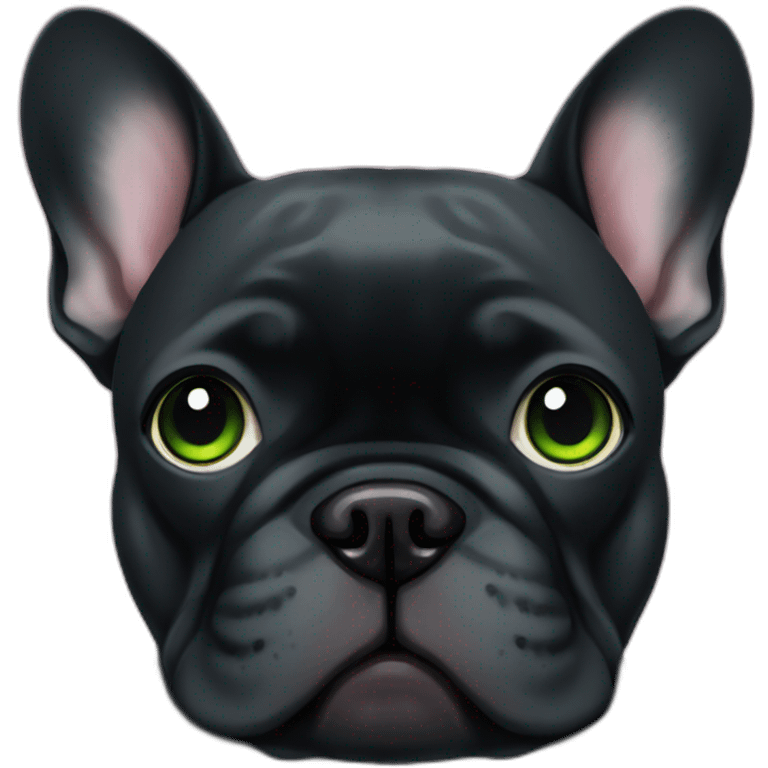 all black french bulldog green eyes emoji