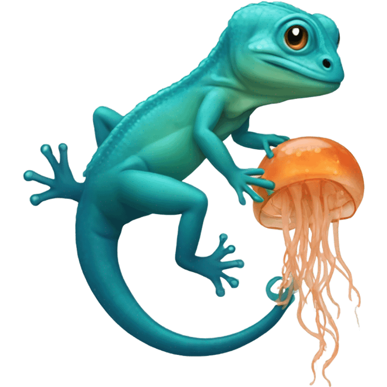 Lizard eating a jellyfish emoji