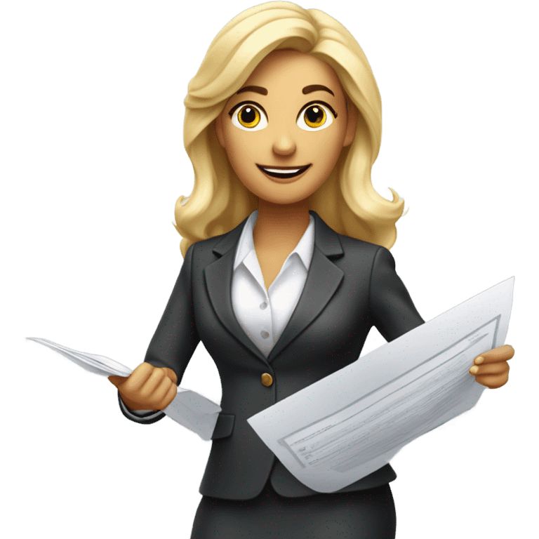 Blonde woman in talent development making money emoji