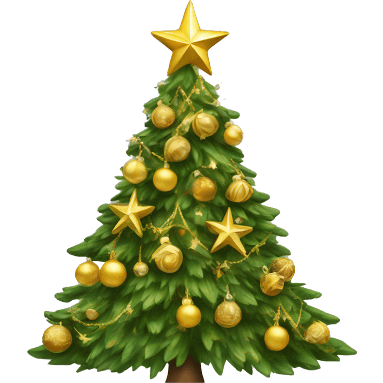 Christmas tree with gold decorations emoji