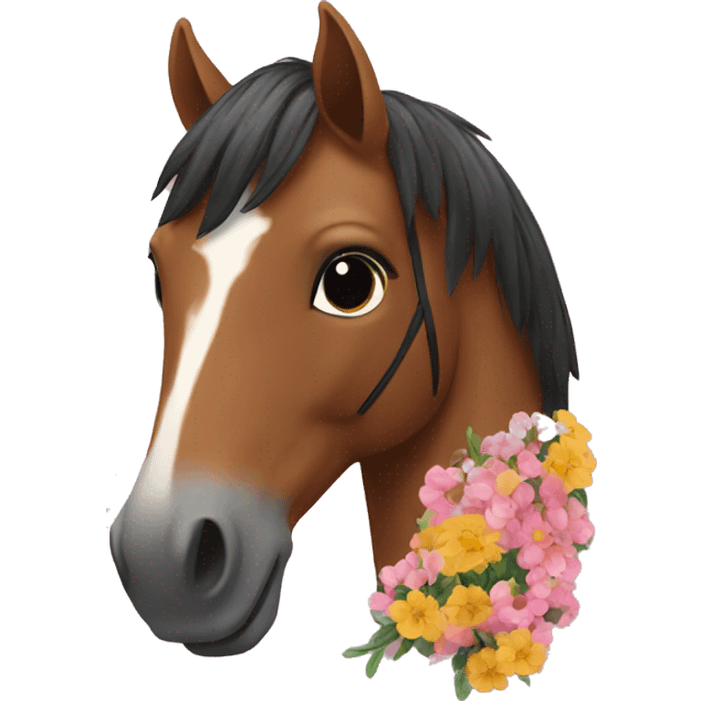 Horse in love wearing flowers  emoji