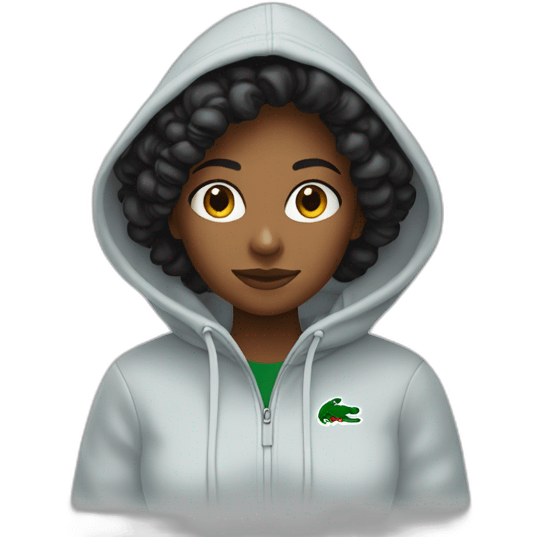 Black ladie using lacoste hoodie emoji