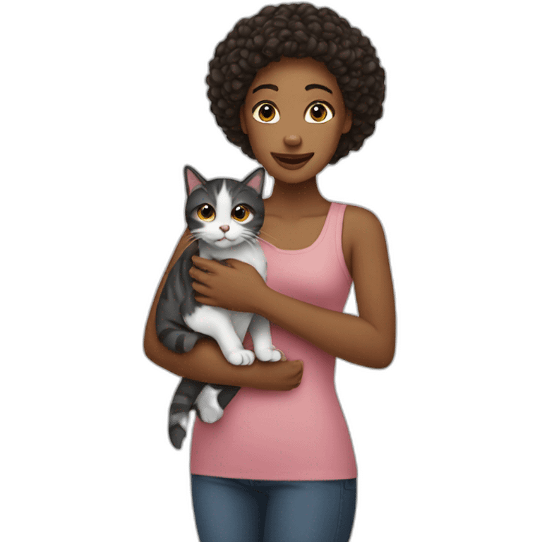 woman holding a cat emoji