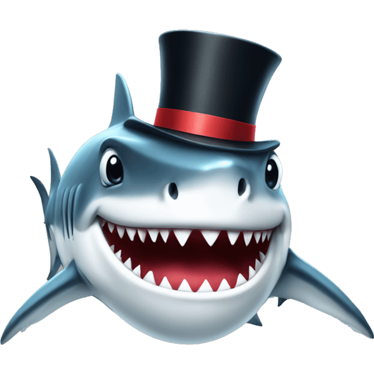 Shark with a top hat emoji