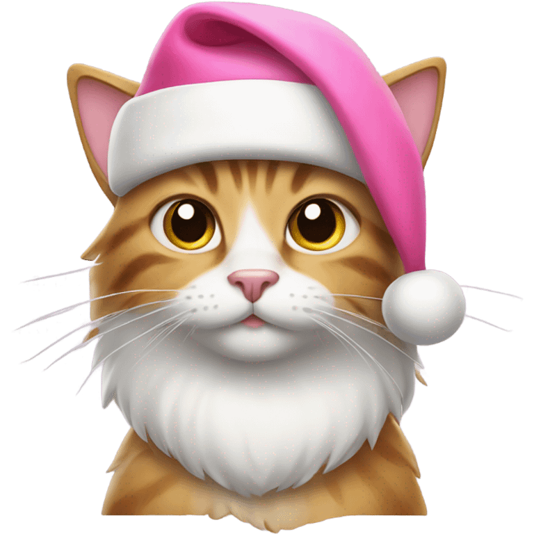 Cat with pink Santa hat emoji