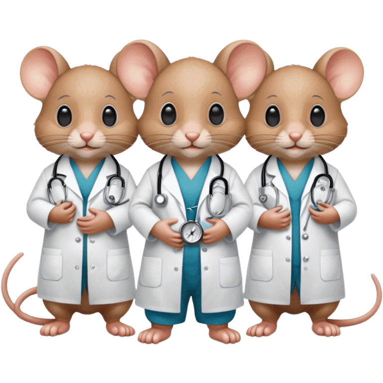 Three blind baby mice dressed as doctors emoji