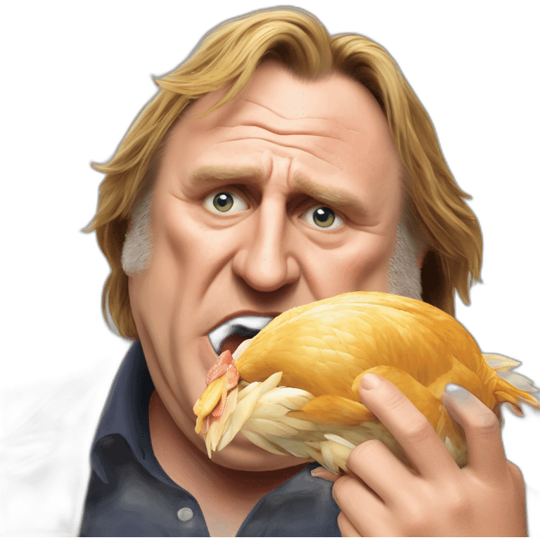 Gérard Depardieu qui mange du poulet 🐔 emoji